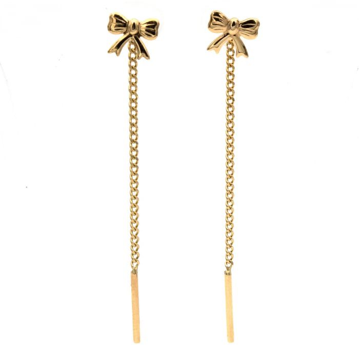Golden Bow Drop Earrings | Valentine's Special