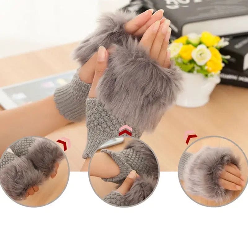 Winters Rabbit Fur Gloves