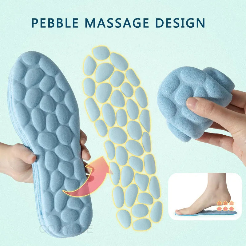 Orthopedic shoe insoles, massage cushion with memory effect