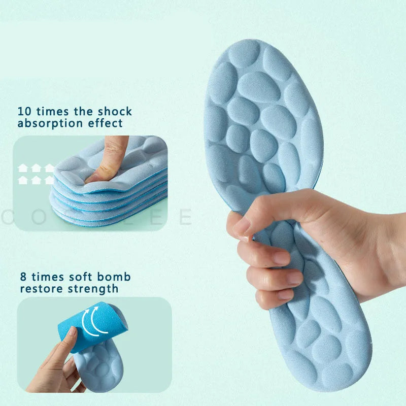 Orthopedic shoe insoles, massage cushion with memory effect