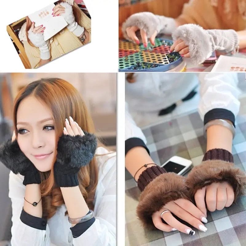 Winters Rabbit Fur Gloves