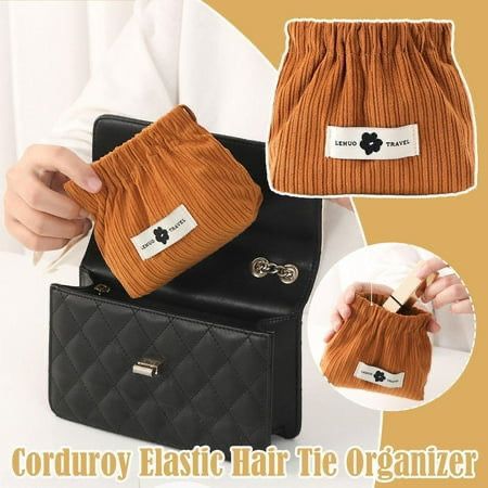 Corduroy Elastic Hair Tie Organizer