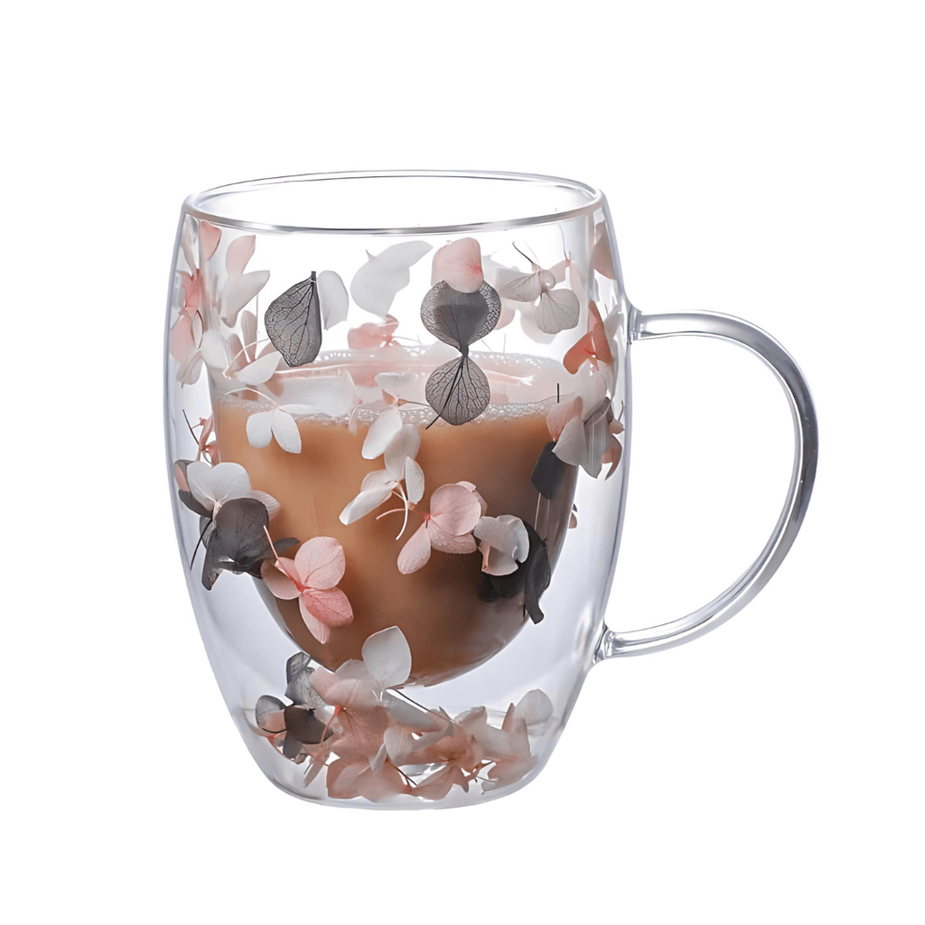 Aesthetic Dried Flower Glass , Double Wall Glass ( Imported )
