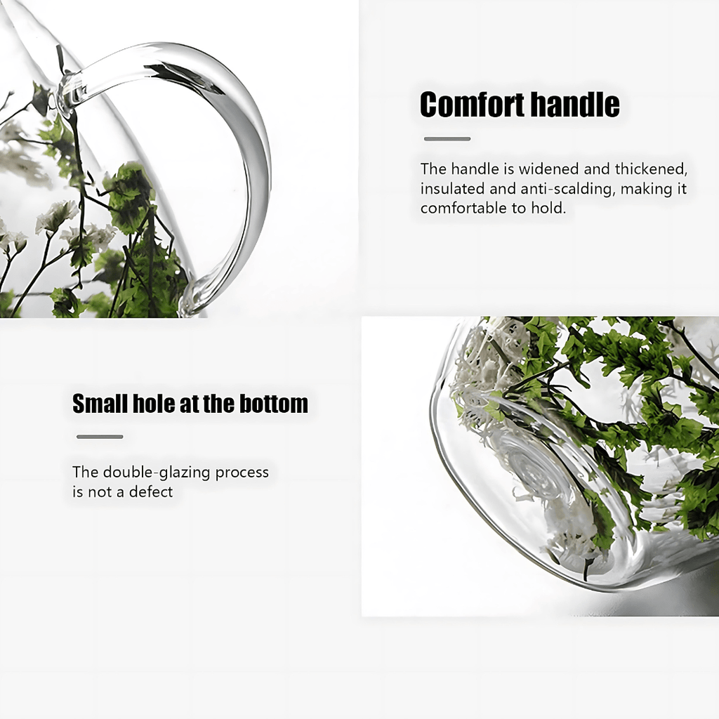 Aesthetic Dried Flower Glass , Double Wall Glass ( Imported )