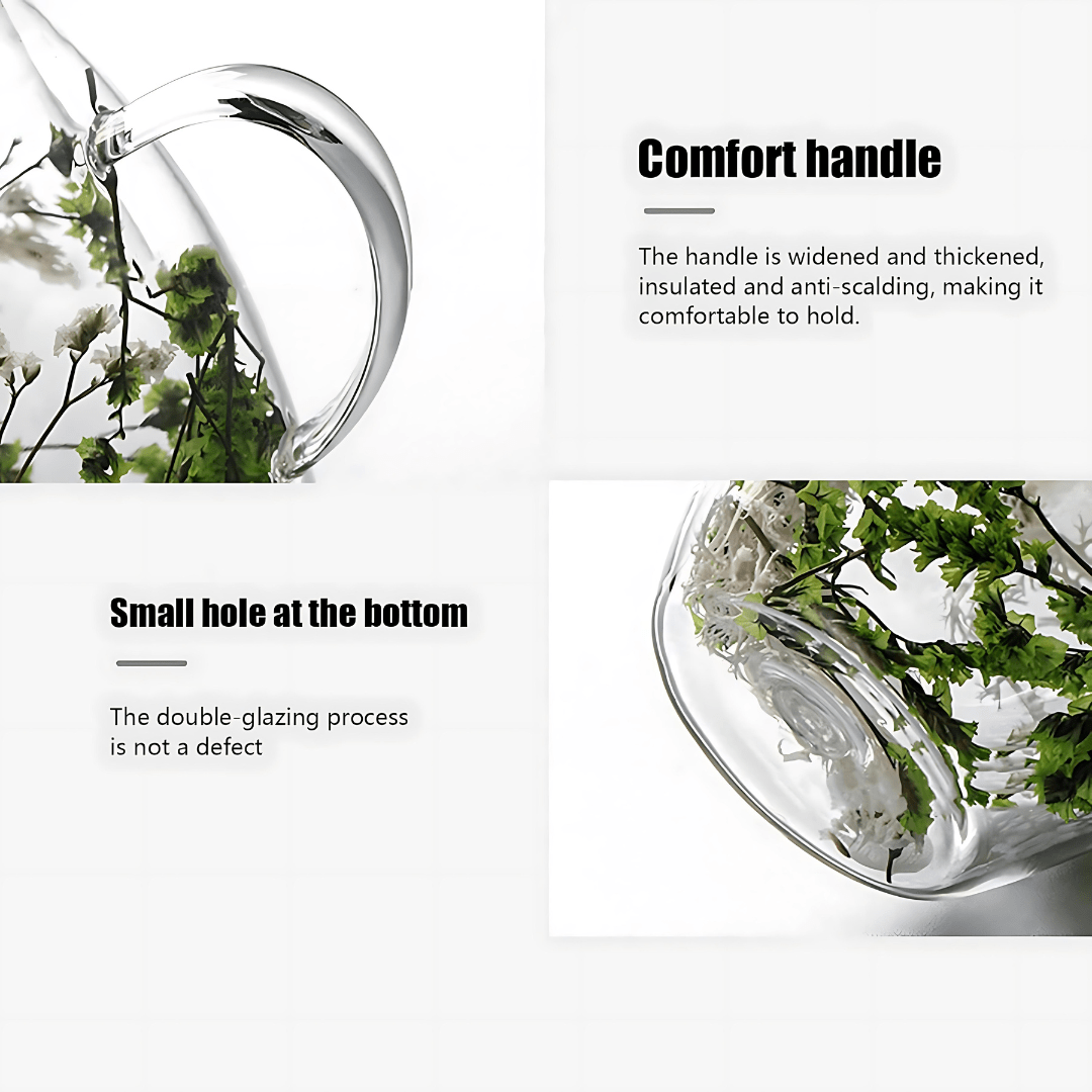 Aesthetic Dried Flower Glass , Double Wall Glass ( Imported )