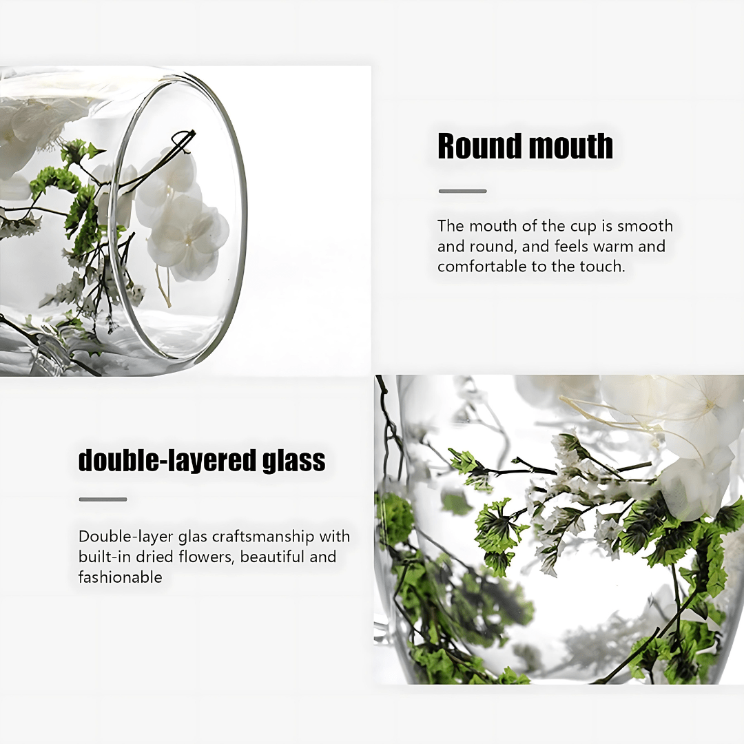 Aesthetic Dried Flower Glass , Double Wall Glass ( Imported )