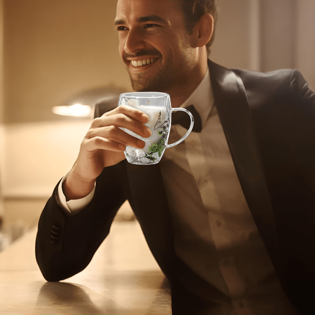 Aesthetic Dried Flower Glass , Double Wall Glass ( Imported )