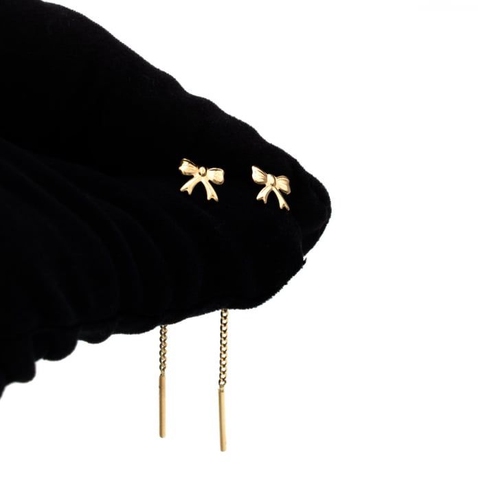 Golden Bow Drop Earrings | Valentine's  Special