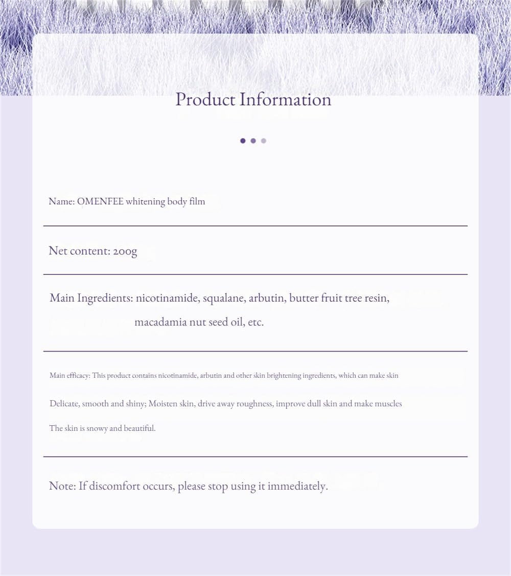 OMENFEE Whitening Body Milk Whole Body Cold White Skin Body Care Cream Niacinamide Body Milk Film Beauty Skin Care Products
