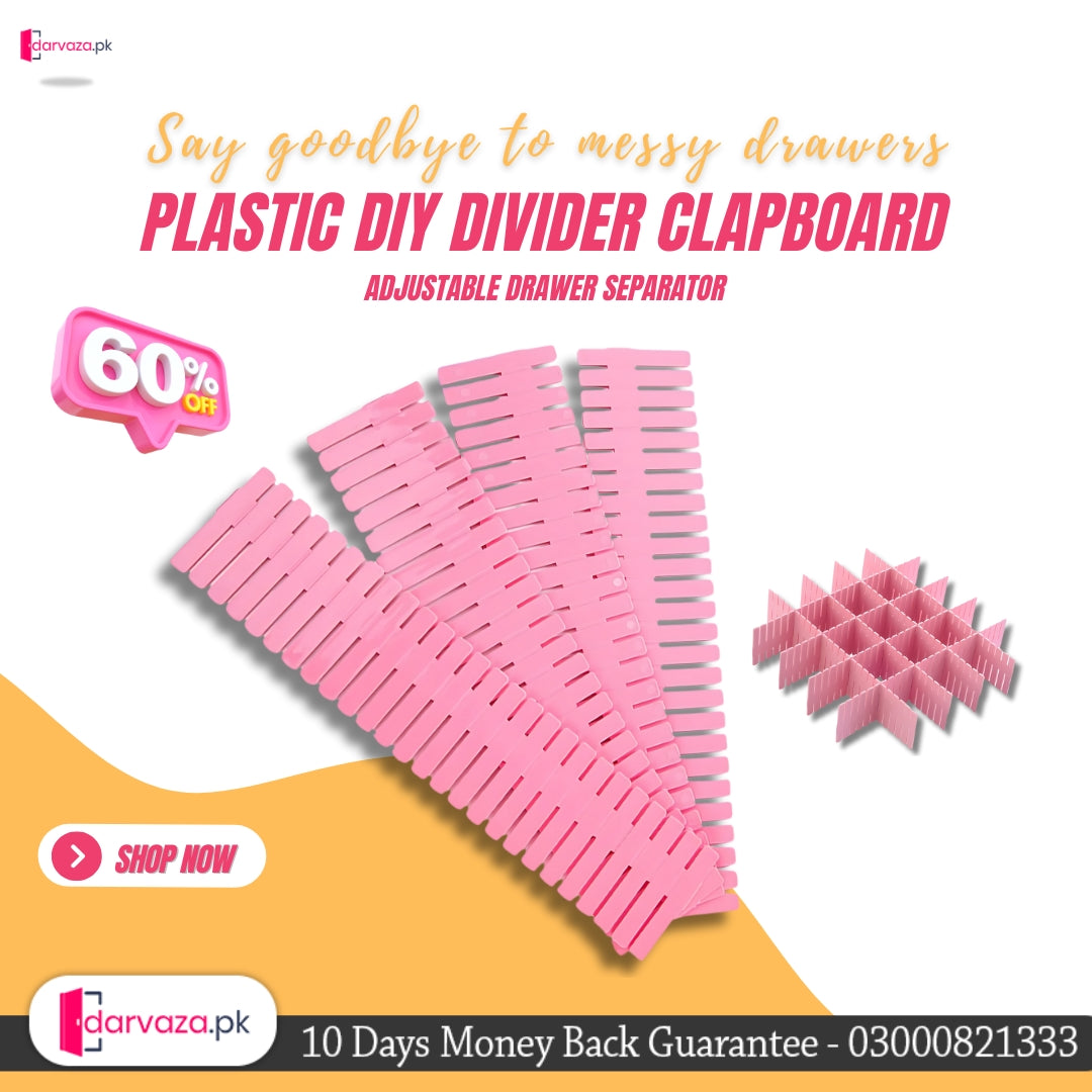 Adjustable Drawer Separator & Plastic DIY Divider Clapboard Organizer