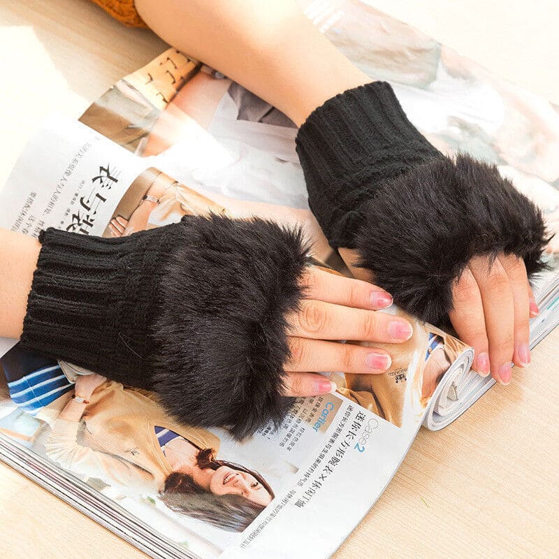 Winters Rabbit Fur Gloves